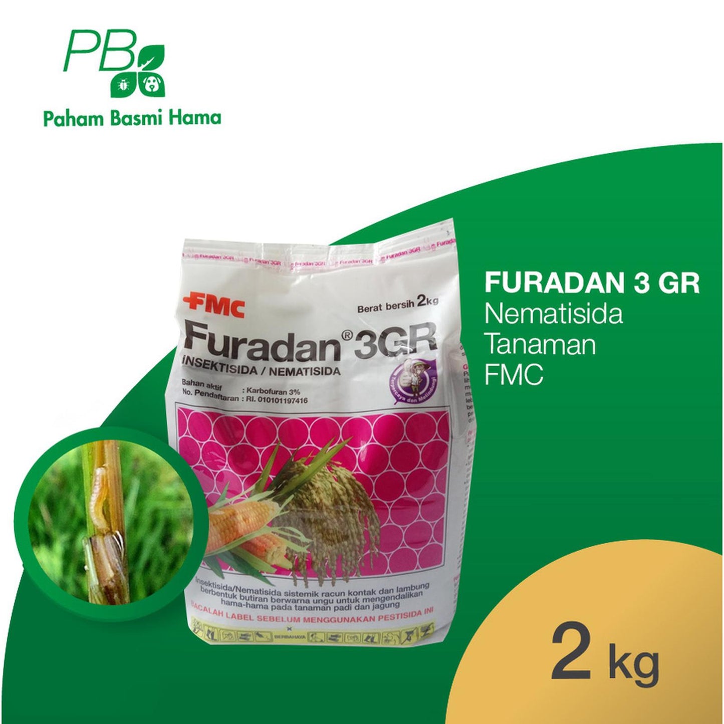 Furadan 3 GR - Insektisida Tanaman - Nematisida Akar Tanah - 2 KG
