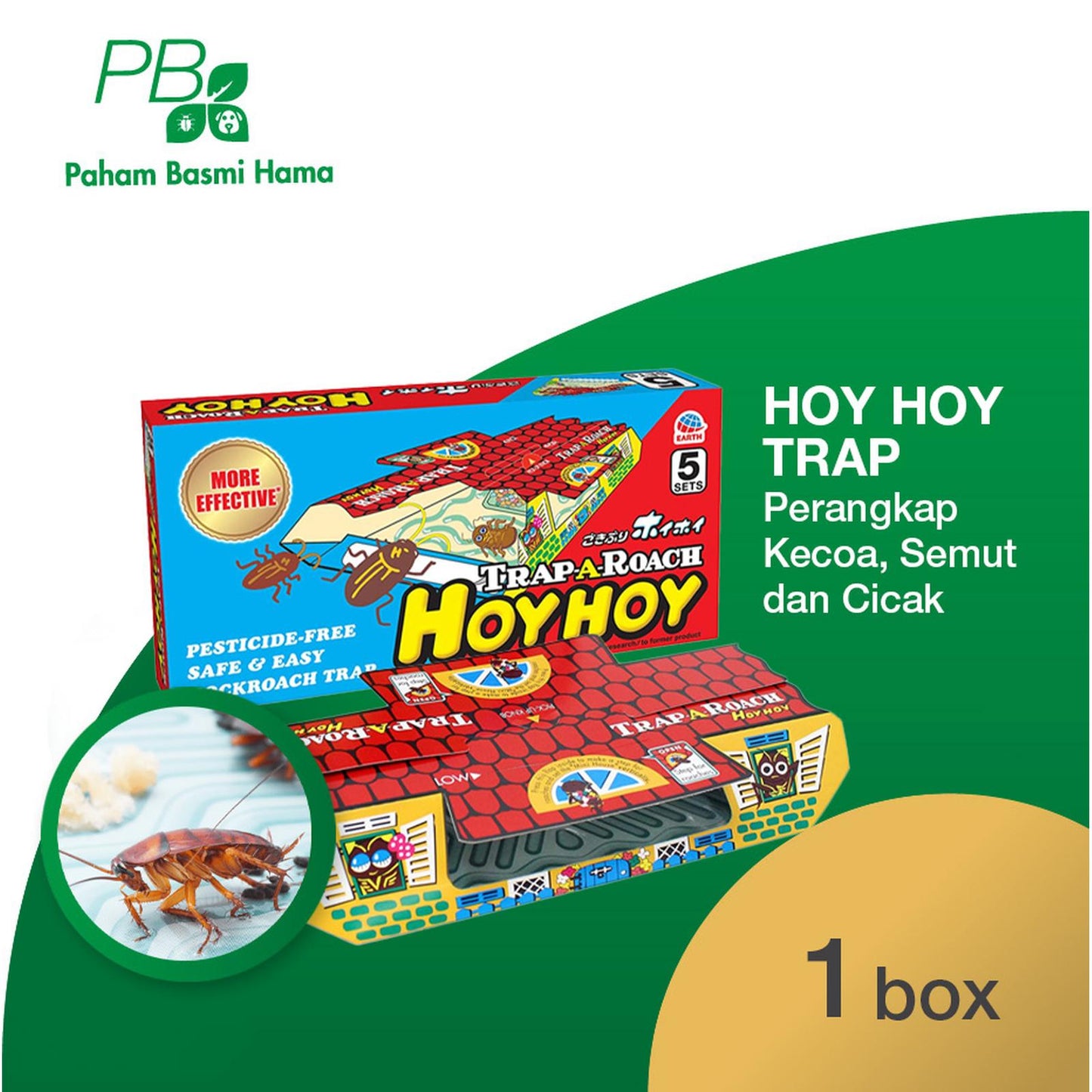 Hoy Hoy Trap - Perangkap Kecoa - Semut - Cicak - Aman - Isi 5 PCS