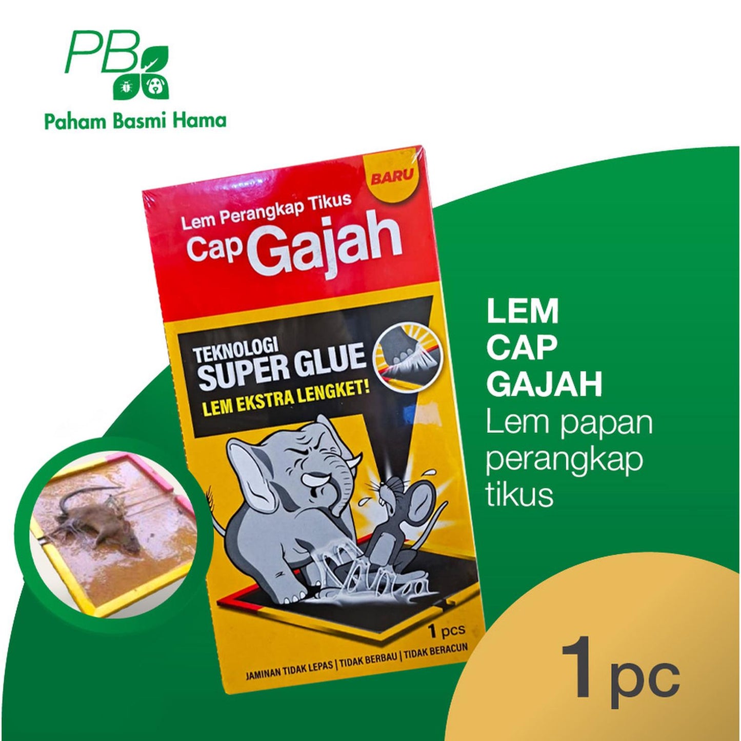 Lem Perangkap Tikus - Lem Cap Gajah Papan - Trap Tikus - 70 Gram