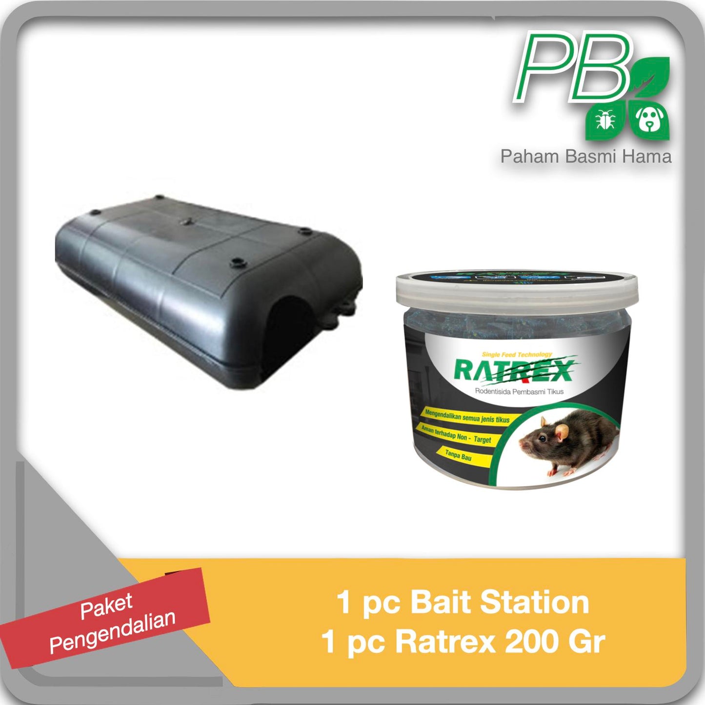 Paket Pembasmi Koloni Tikus - Ratrex 200 Gr + Kotak Umpan - Tanpa Bau