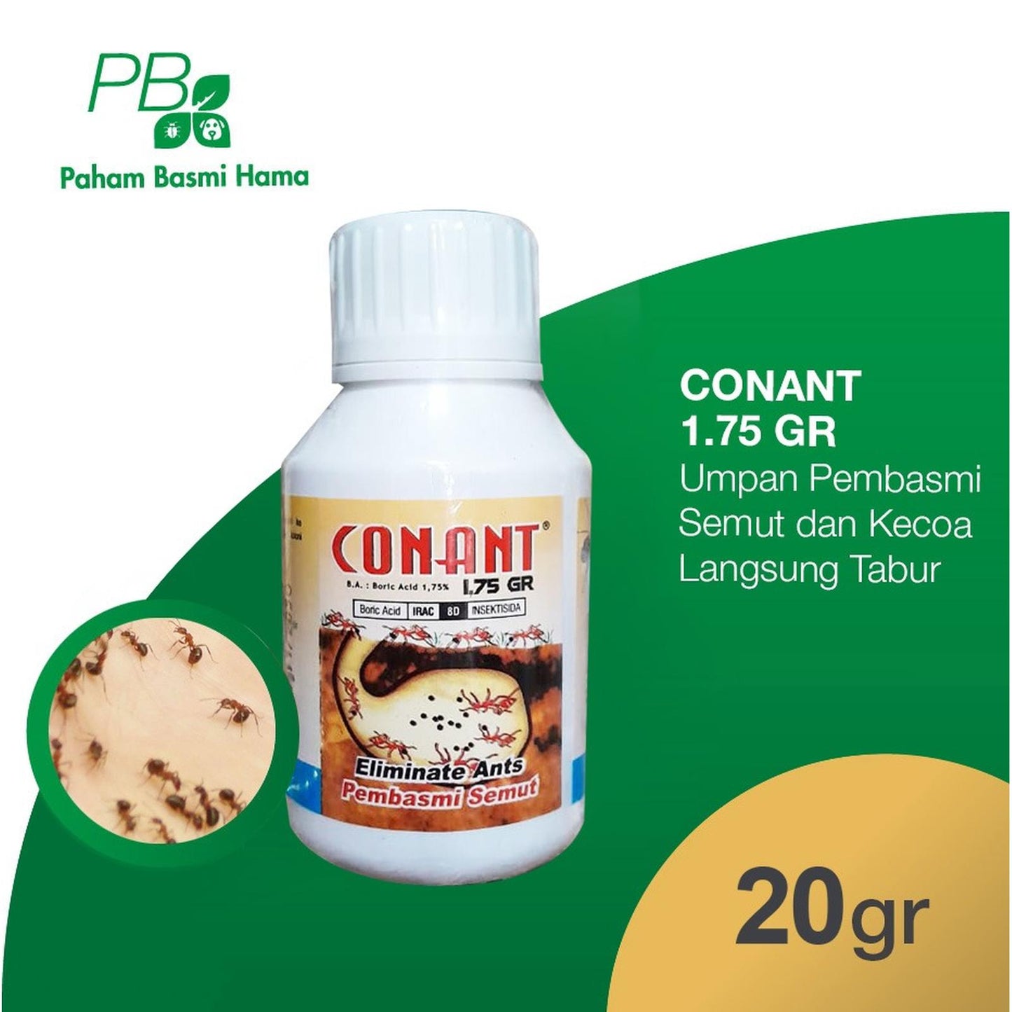 Pembasmi Kecoa dan Semut Tabur - Conant 1,75 GR - Anti Kecoa dan Semut - 20 Gr