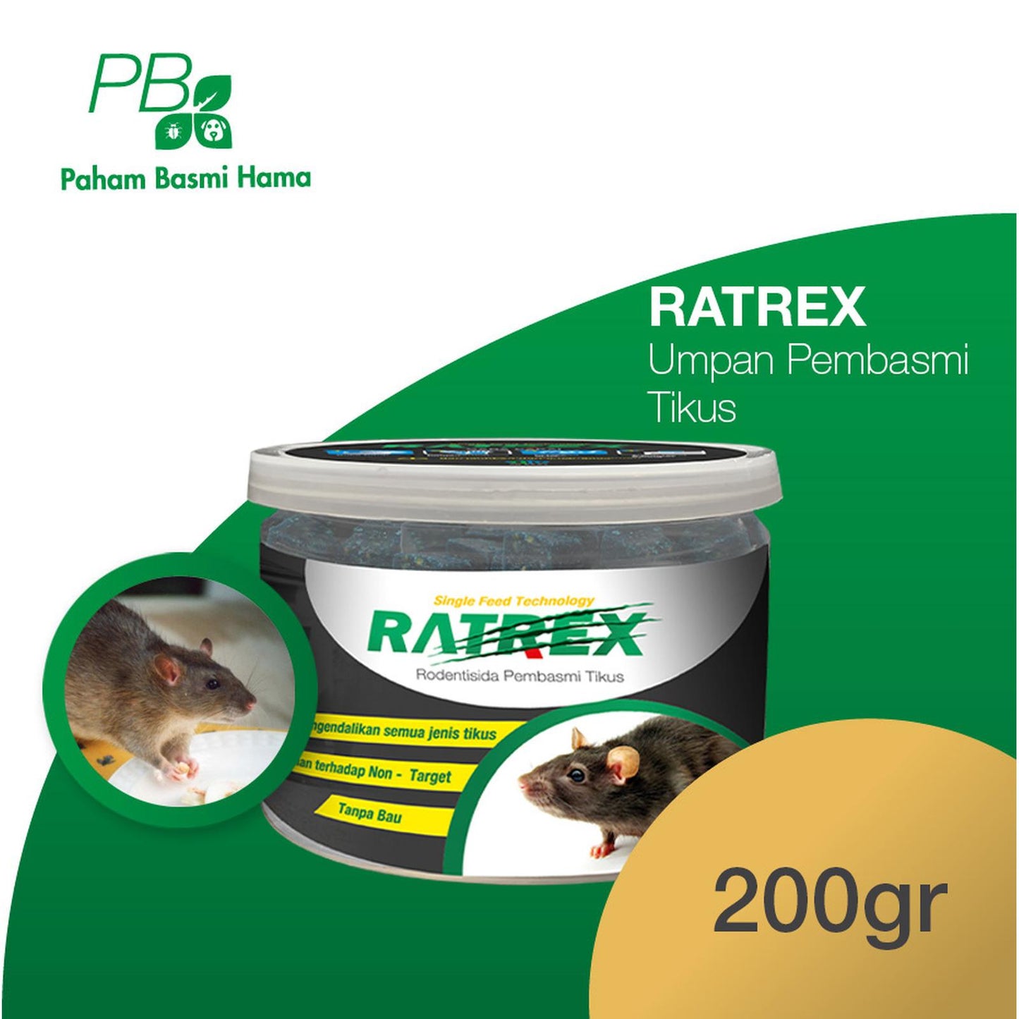 Ratrex - Racun Pembasmi Koloni Tikus - Tidak Berbau - Aman - 200 Gr