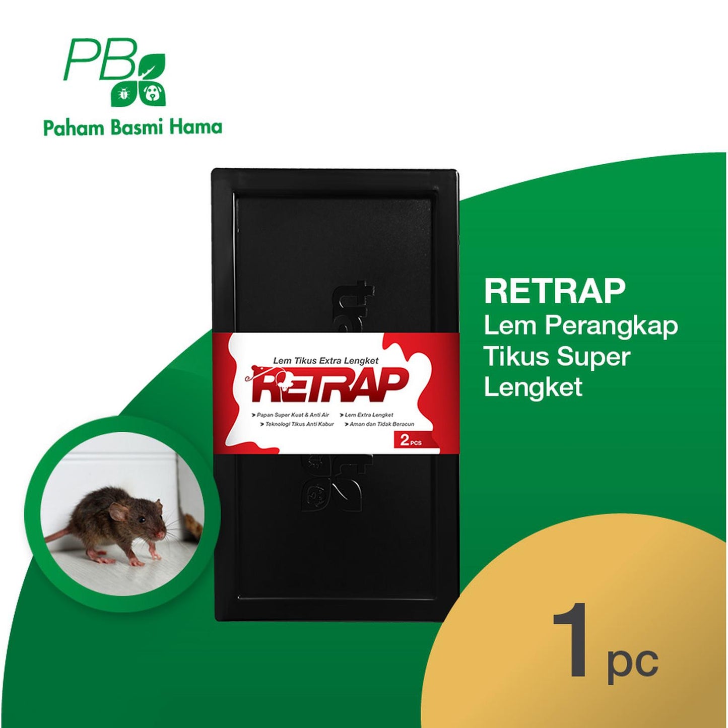 Retrap - Lem Tikus Papan - Lem Extra Lengket - Anti Air isi 2 - 1 Pack