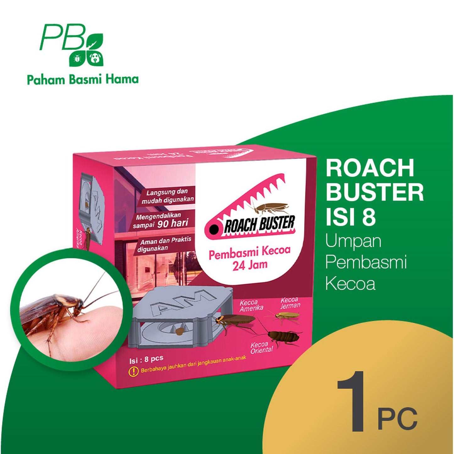 Roach Buster - Umpan Pembasmi Kecoa 24 Jam - Roach Killer - ISI 8 PCS