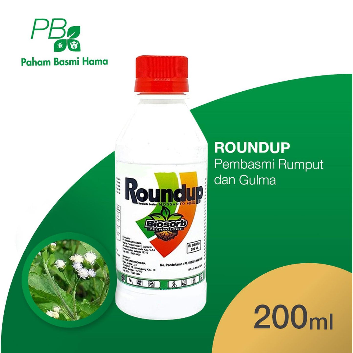Roundup 480 SL - Round Up - Pembasmi Rumput dan Gulma - 200 ML