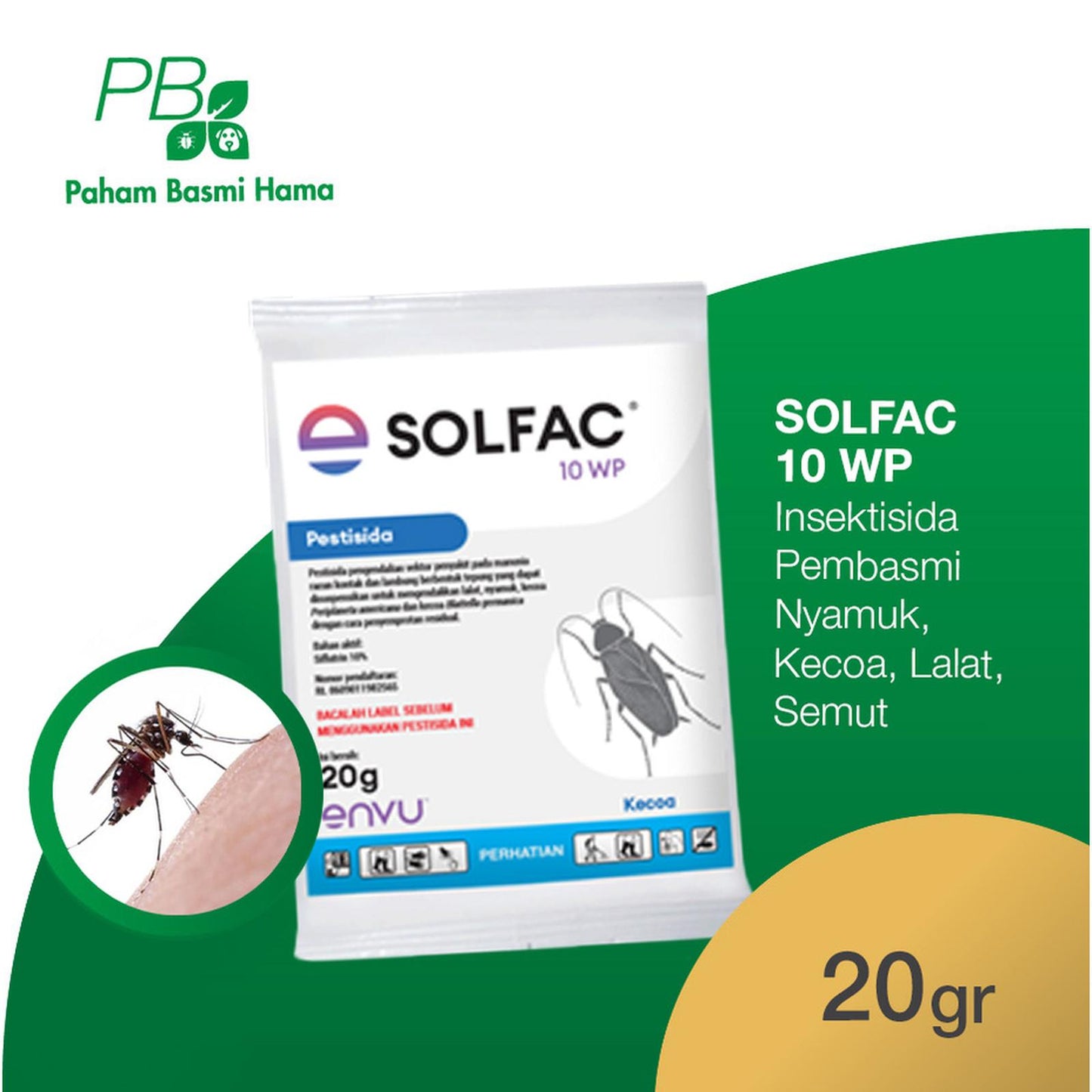 Solfac 10 WP - Insektisida Pembasmi Nyamuk, Kecoa, Lalat, Semut - 20Gr