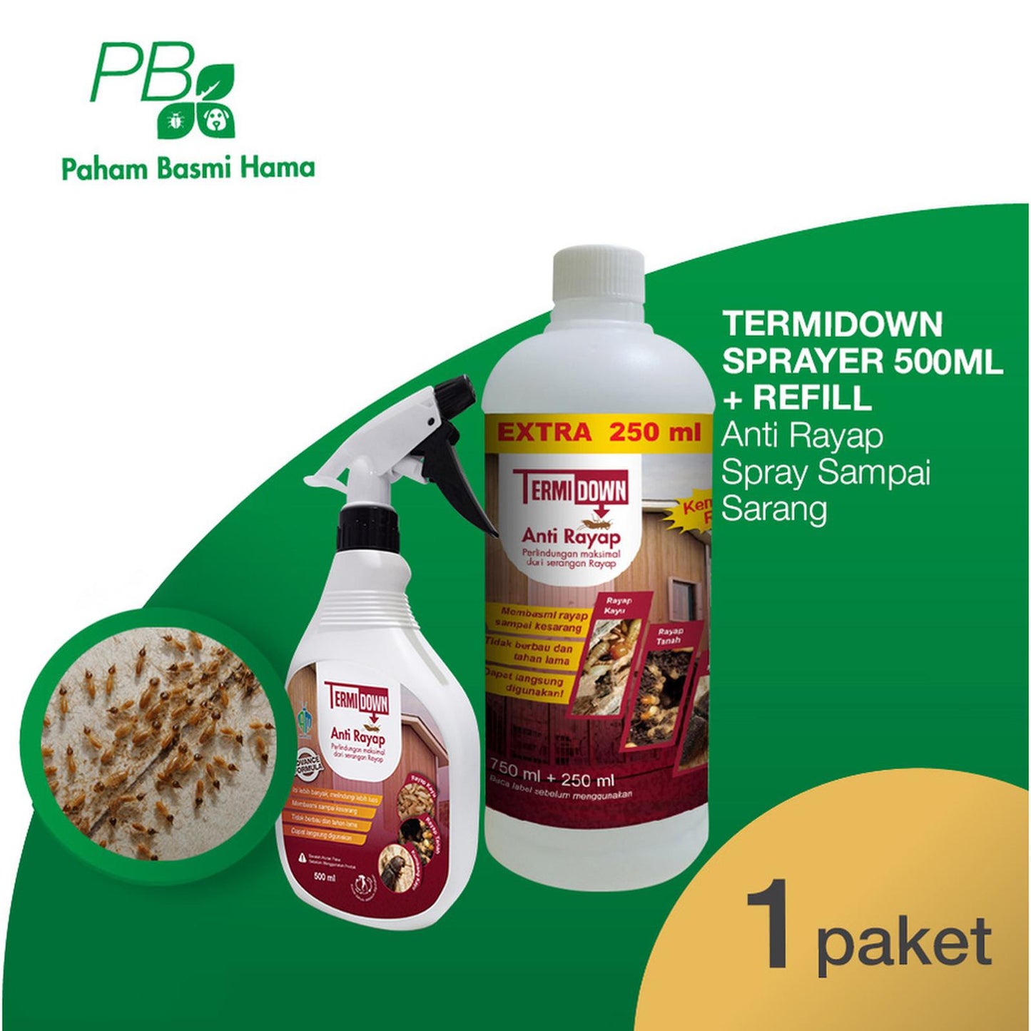 Termidown - Anti Rayap Spray Sampai Sarang - Sprayer 250 ML + Refill