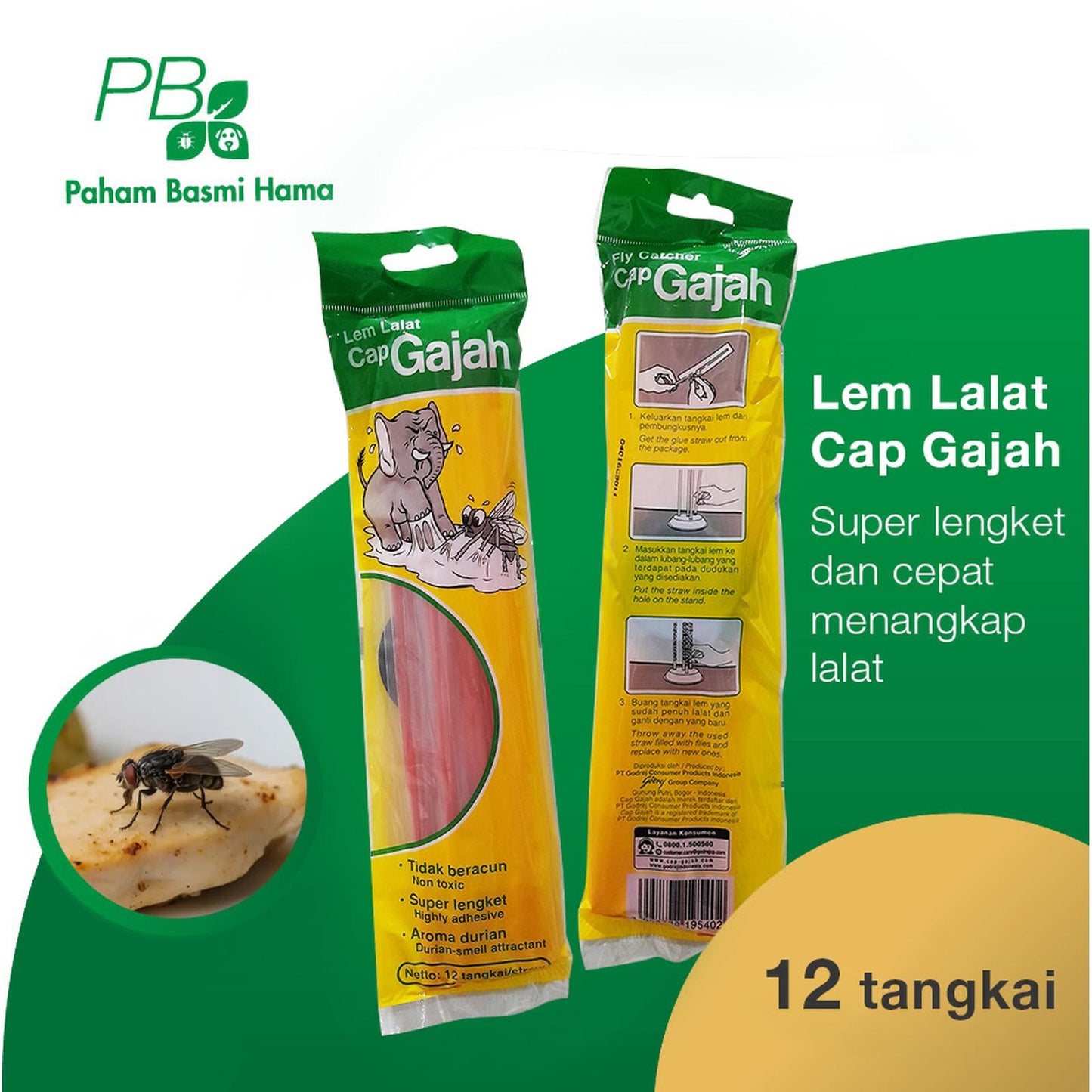 Lem Lalat Cap Gajah - Perangkap Lalat - Glue Stick - 12 Stick