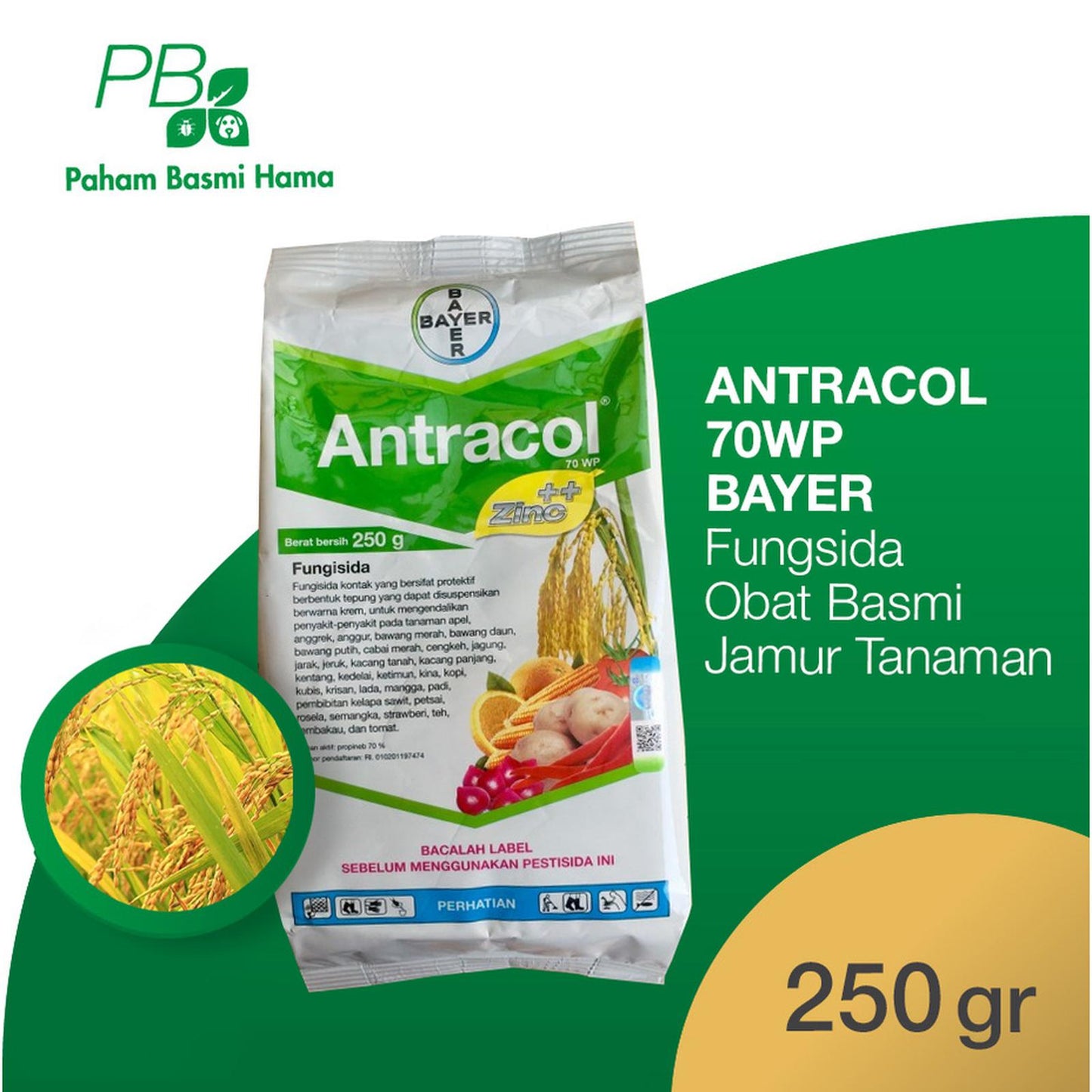 Antracol 70WP - Fungsida - Obat Basmi Jamur Tanaman - Bayer - 250 Gr