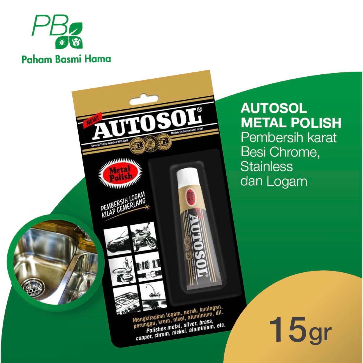 Autosol - Pembersih dan Pengkilap Metal - Metal Polish - Besi - Stainless - 15 Gr