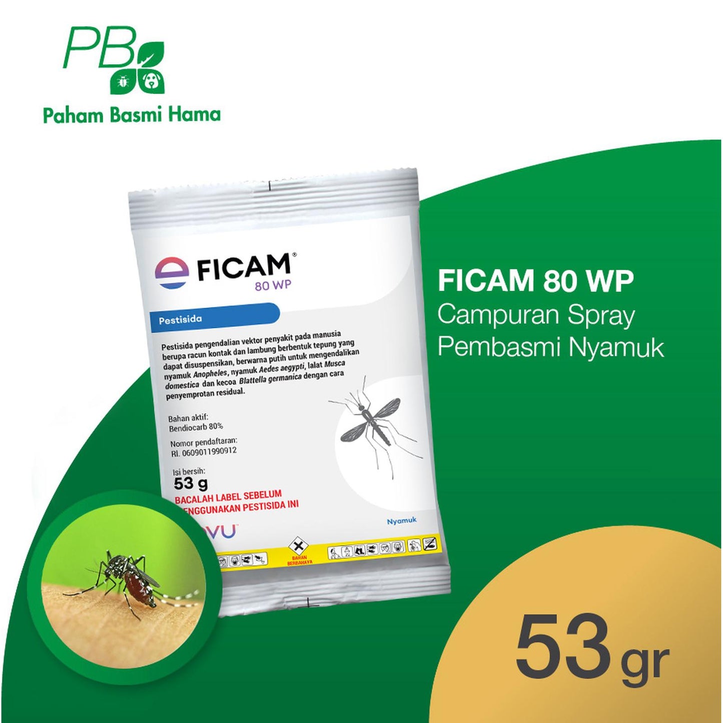Ficam 80WP - Campuran Spray Anti Nyamuk Bayer - Semprot Nyamuk - 53 Gr