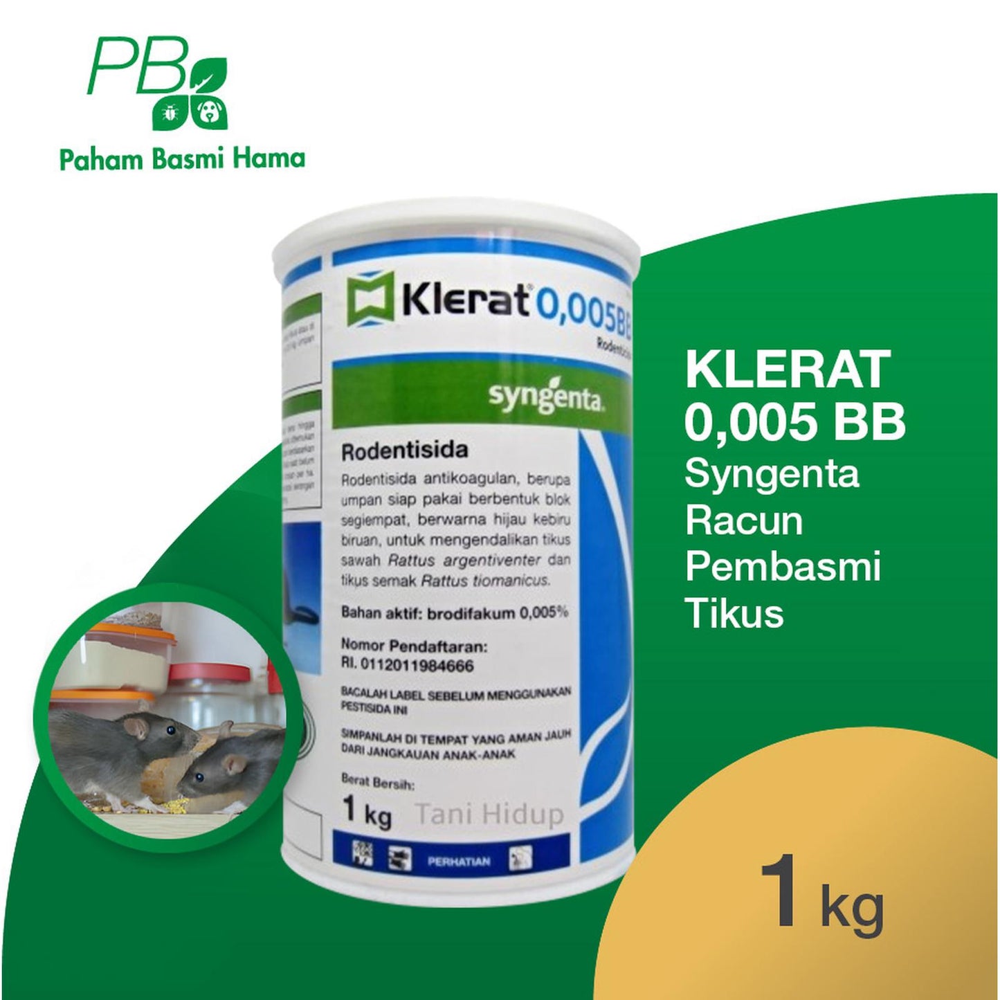 Klerat BB - Syngenta - Racun Pembasmi Tikus - Mati Tidak Berbau - 1 Kg