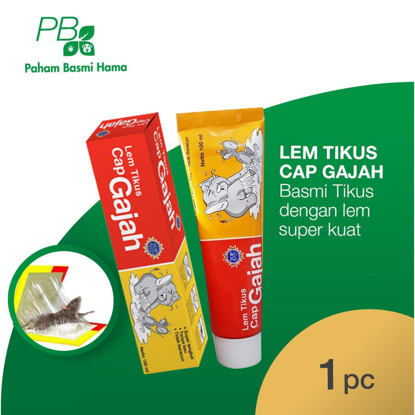 Lem Tikus Cap Gajah - Basmi Tikus - Tube 100 ML