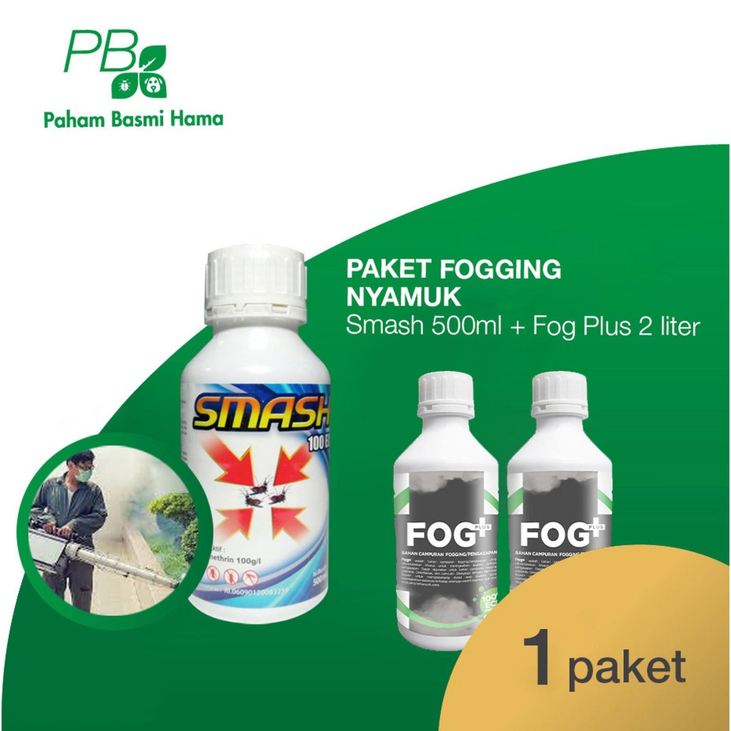 Paket Fogging Nyamuk - 1 PCS Smash 500 ML + 2 PCS Fog Plus 1 L