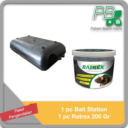 Paket Pembasmi Koloni Tikus - Ratrex 200 Gr + Kotak Umpan - Tanpa Bau