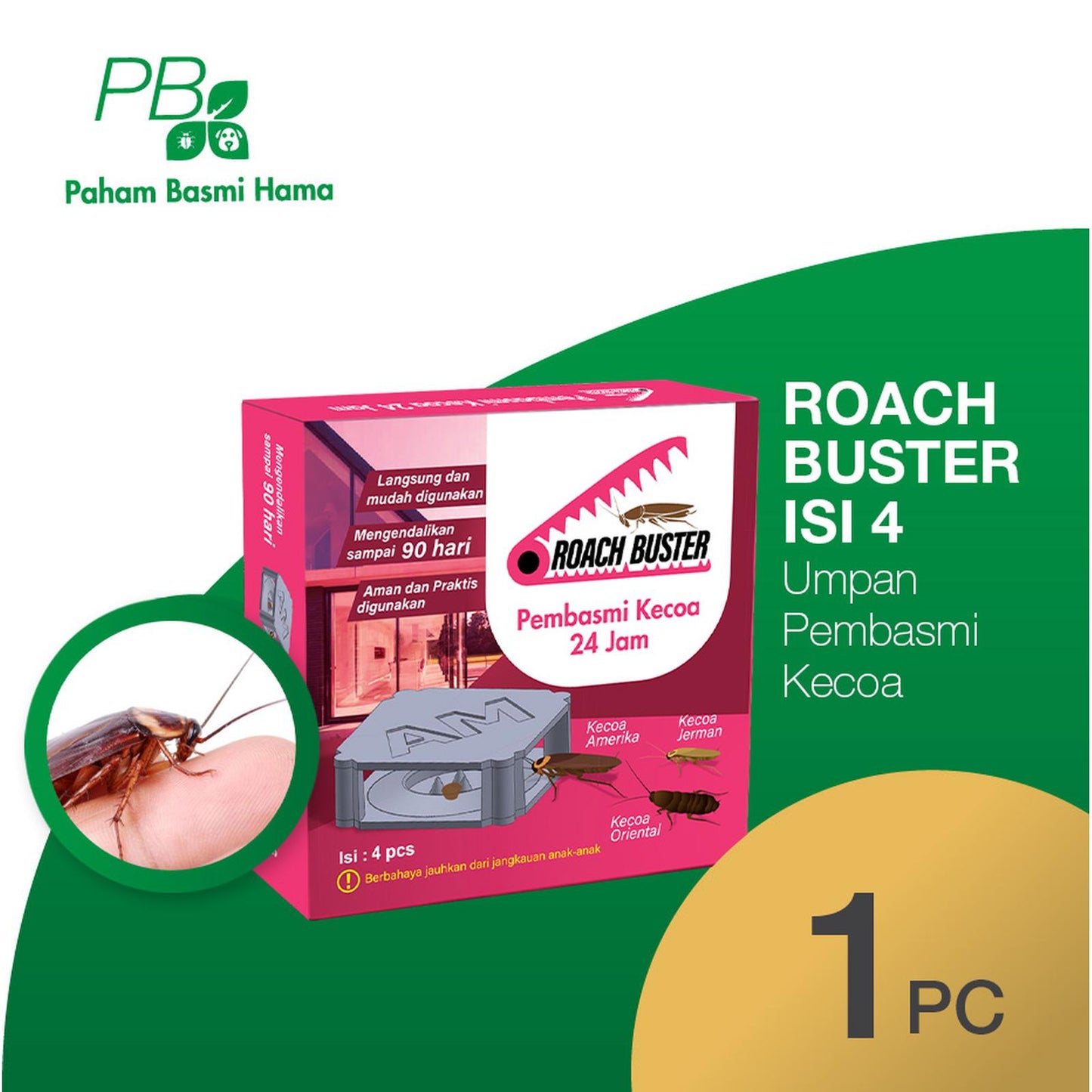 Roach Buster - Umpan Pembasmi Kecoa 24 Jam - Roach Killer - ISI 4 PCS