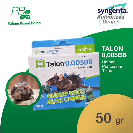Talon 0.005 BB - Racun Tikus Sampai Sarang - Aman Bagi Hewan Lain - Tidak Berbau - Mati Kering - Racumin - Syngenta - 50 Gr