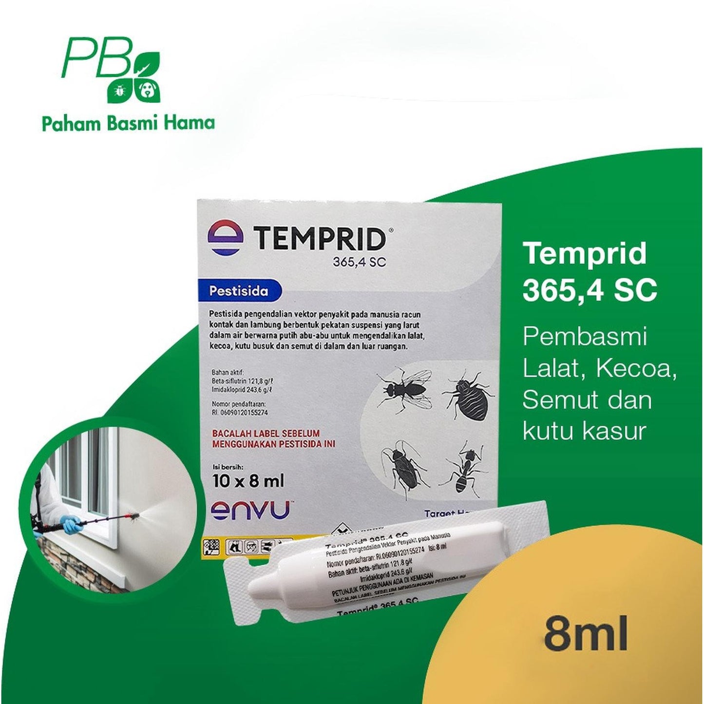 Temprid 365,4 SC - Pestisida Segala Hama - Kecoa - Semut - Bayer - 8ML