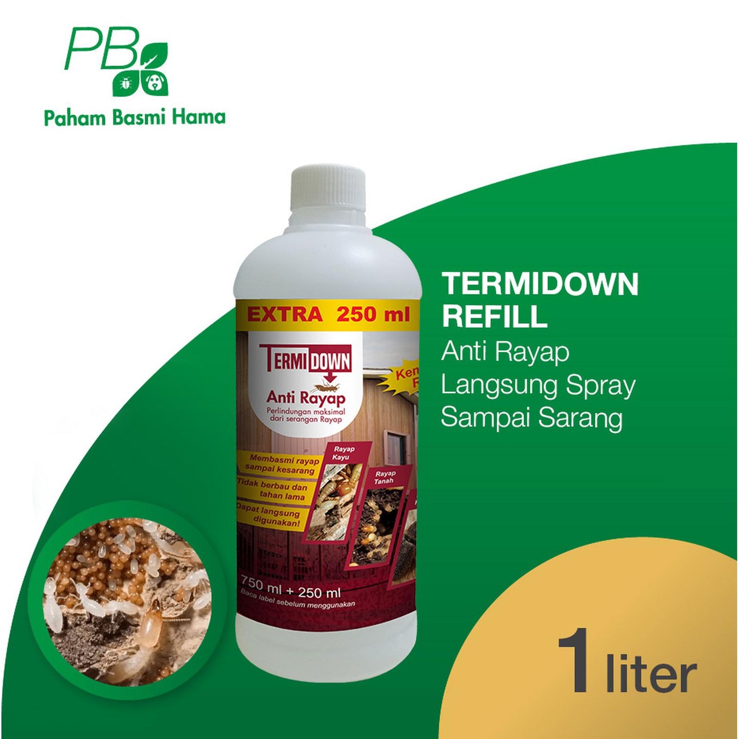 Termidown - Anti Rayap Langsung Spray Sampai Sarang - Refill - 1 Liter